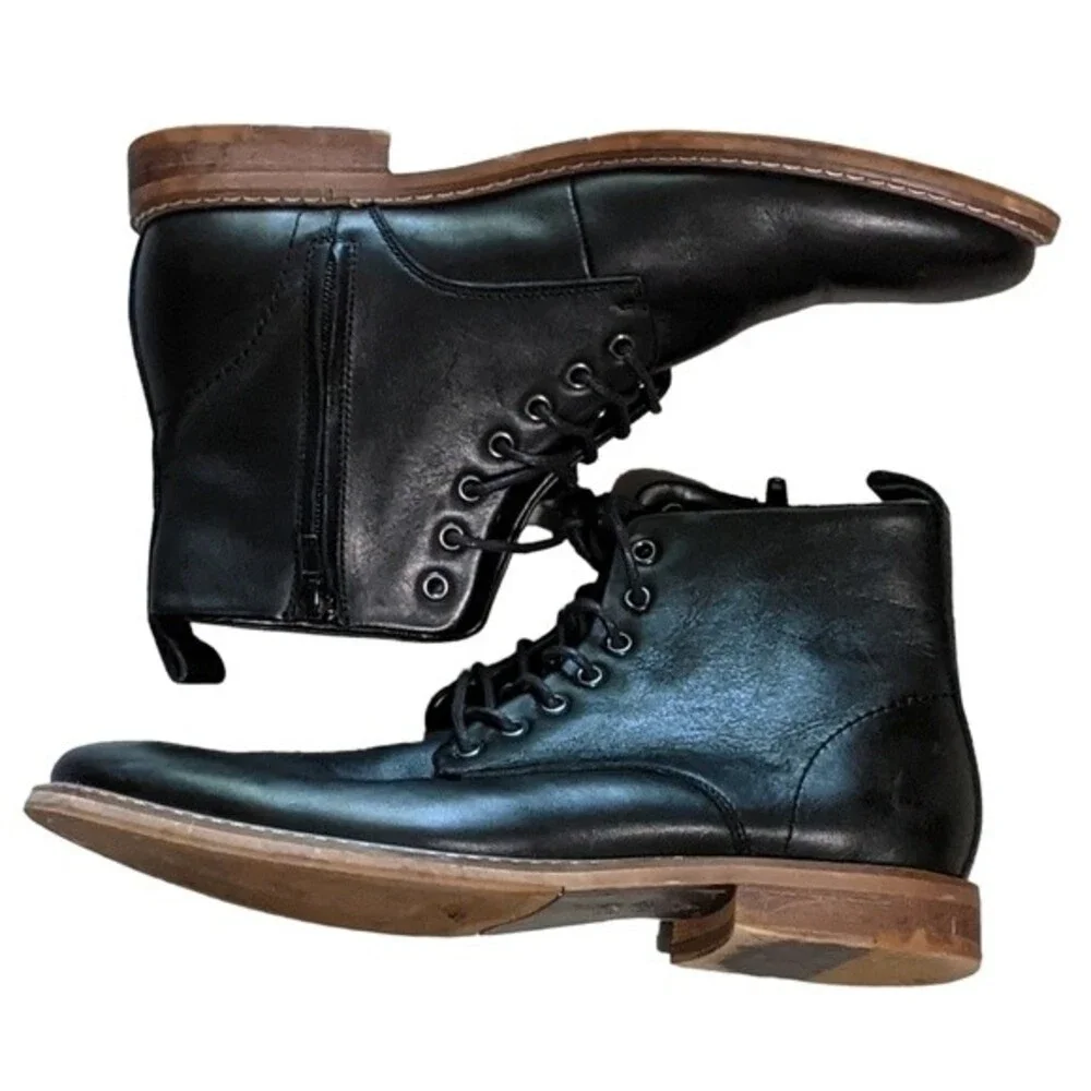 The Rail Men's leather lace up ankle boot casual loafer black 40M